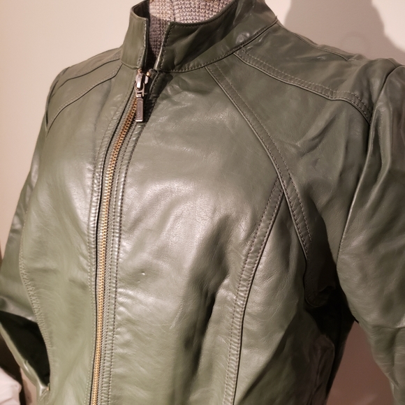 Green faux leather jacket - Picture 4 of 9